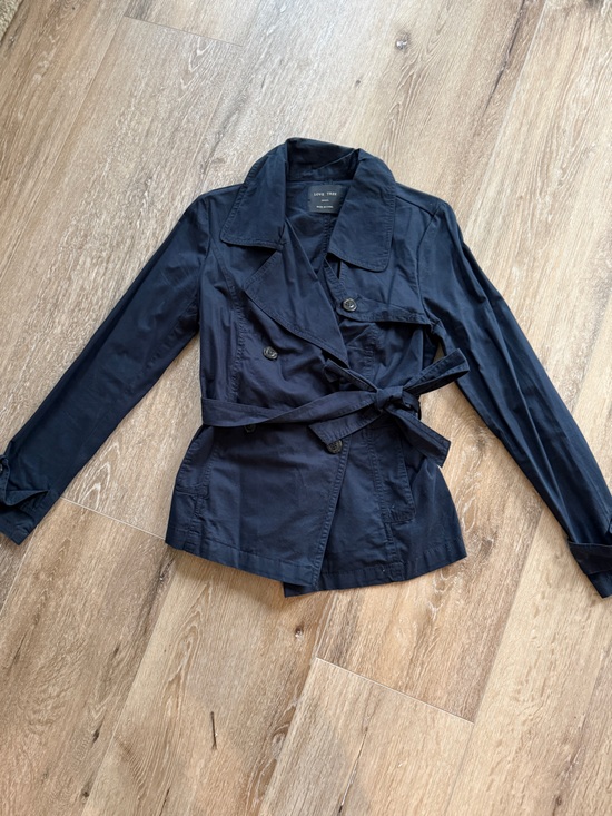 Love Tree Jackets & Blazers - Love Tree Navy Casual Jacket with Label Detail
